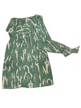 MM Couture Green and Cream Strapless Dress